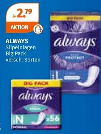 ALWAYS Slipeinlagen Big Pack, verschiedene Sorten zum Aktionspreis