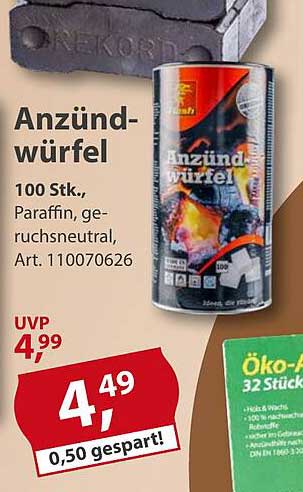 Anzünderwürfel 100 Stk., geruchsneutral, Paraffin
