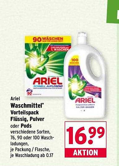 Ariel Waschmittel Vorteilspack Flüssig, Pulver oder Pods