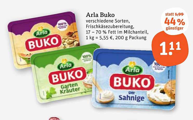 Arla Buko verschiedene Sorten, Frischkäsezubereitung