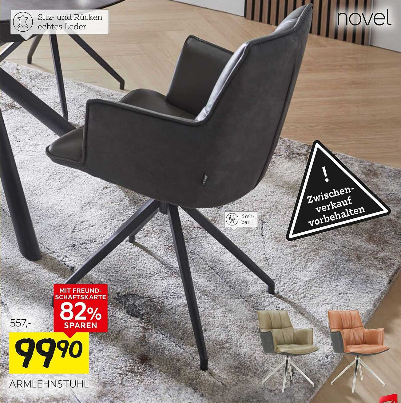 Armlehnstuhl aus echtem Leder