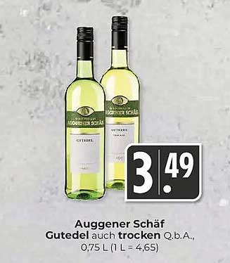 Auggener Schäf Gutedel auch trocken Q.b.A., 0,75 L