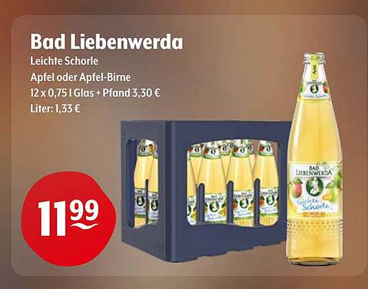 Bad Liebenwerda Leichte Schorle Apfel oder Apfel-Birne 12 x 0,75 l