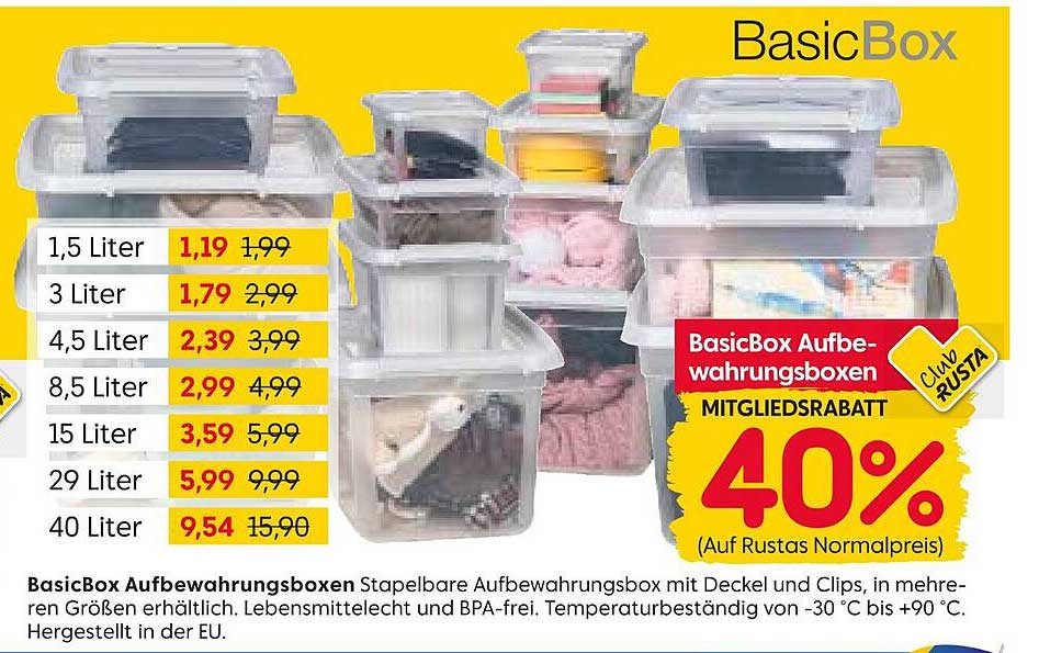 BasicBox Aufbewahrungsboxen – 40% Rabatt auf Mitgliedspreis