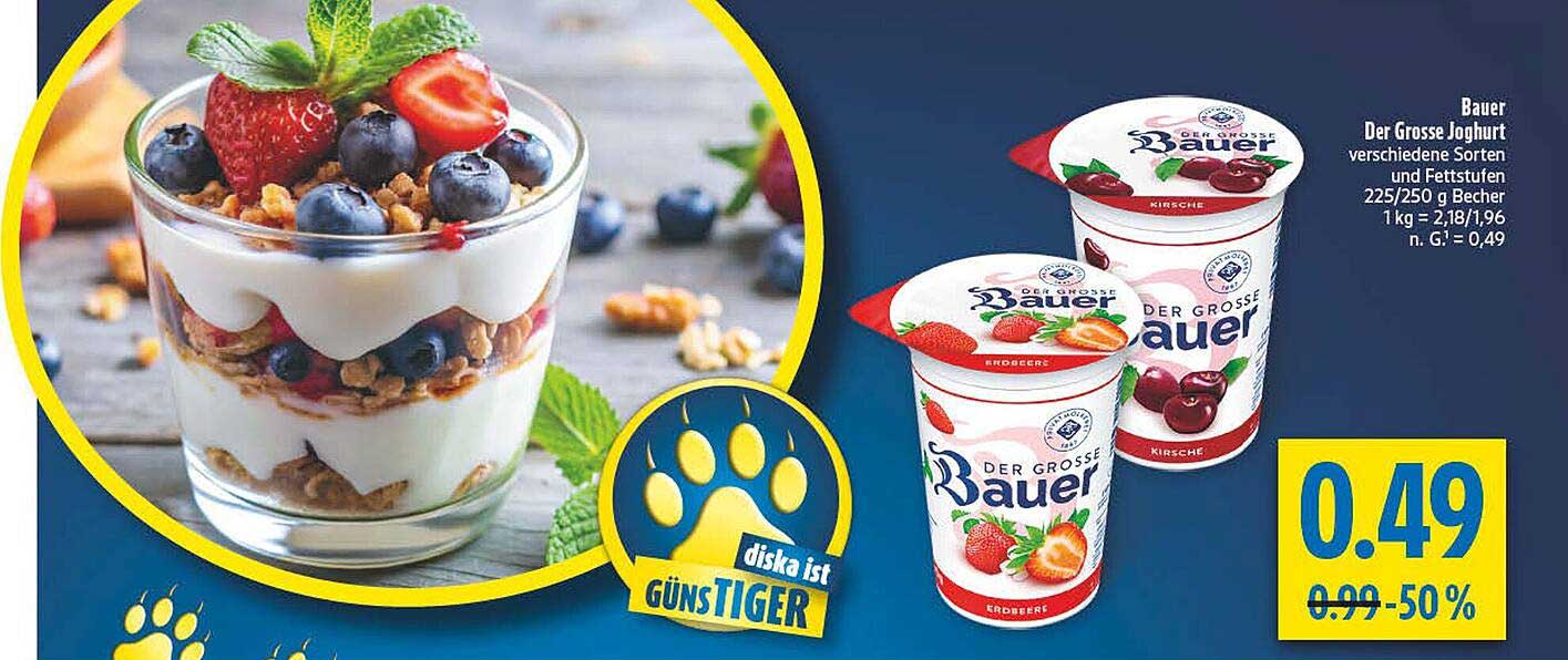 Bauer Der Große Joghurt - verschiedene Sorten und Fettstufen 225/250 g Becher