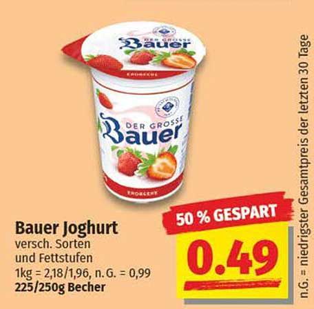 Bauer Joghurt - versch. Sorten und Fettstufen