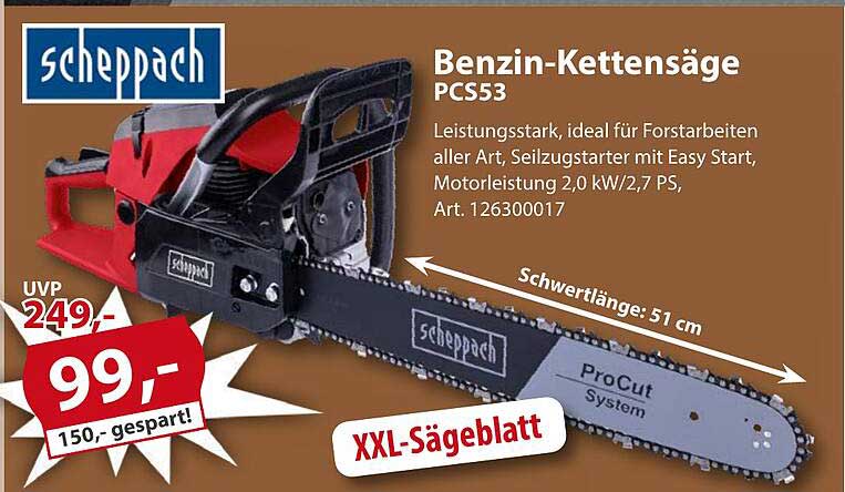Benzin-Kettensäge PCS53 von Scheppach