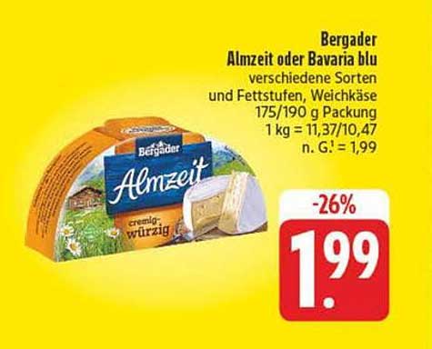 Bergader Almzeit oder Bavaria blu – verschiedene Sorten und Fettstufen
