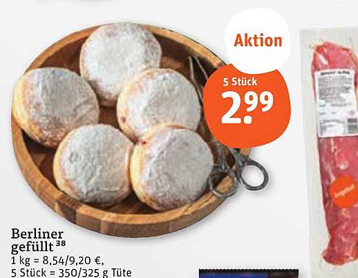 Berliner gefüllt 5 Stück für nur 2,99 €