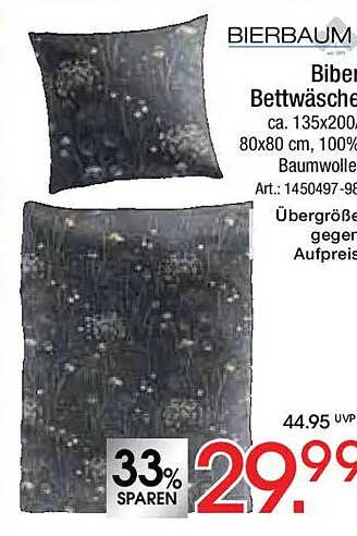 Biber Bettwäsche 135x200 cm, 80x80 cm, 100% Baumwolle