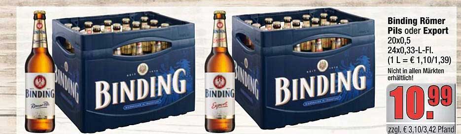 Binding Römer Pils oder Export 20x0,5 - 24x0,33-L-Fl.