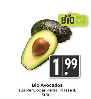 Bio Avocados aus Peru oder Kenia, Klasse II, Stück