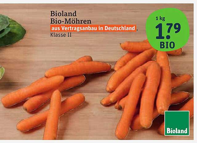 Bioland Bio-Möhren aus Vertragsanbau in Deutschland, Klasse II