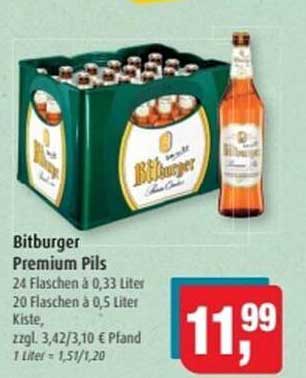 Bitburger Premium Pils 24 Flaschen à 0,33 Liter