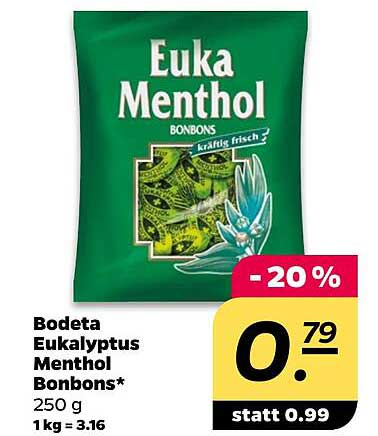Bodeta Eukalyptus Menthol Bonbons 250 g