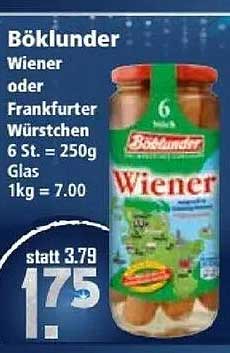 Böklander Wiener oder Frankfurter Würstchen 250g Glas