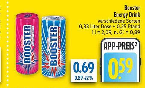Booster Energy Drink verschiedene Sorten 0,33 Liter Dose