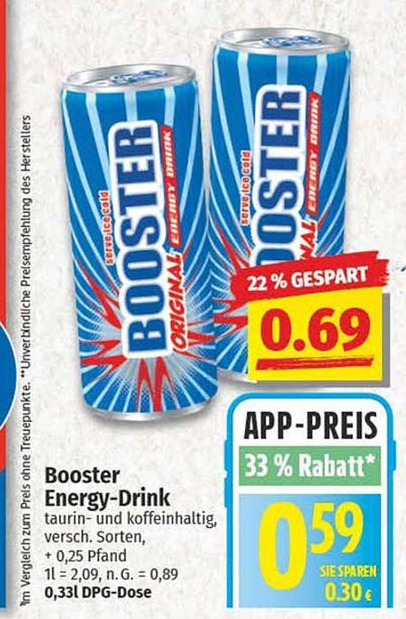Booster Energy-Drink (verschiedene Sorten)