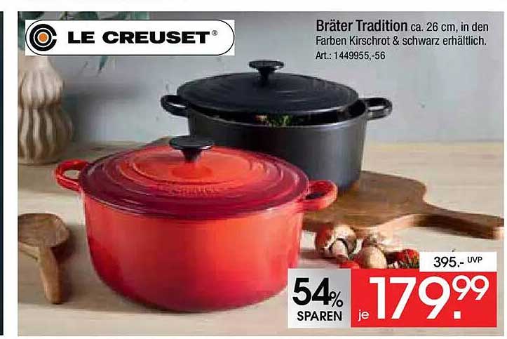 Bräter Tradition ca. 26 cm in den Farben Kirschrot & schwarz erhältlich.