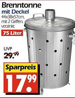 Brenntonne mit Deckel 75 Liter, verzinkt, 44x38x57cm