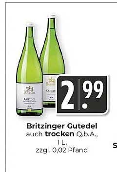 Britzinger Gutedel auch trocken Q.b.A., 1 L