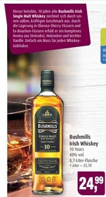 Bushmills Irish Whiskey 10 Jahre 0,7 l Flasche