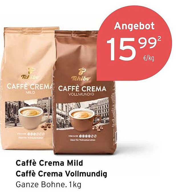 Caffè Crema Mild und Caffè Crema Vollmundig – Ganze Bohne 1kg