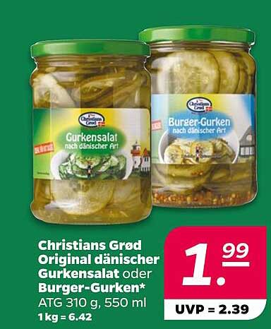 Christians Grød Original dänischer Gurkensalat oder Burger-Gurken