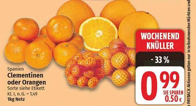 Clementinen oder Orangen - 1kg Netz