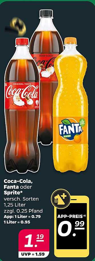 Coca-Cola, Fanta oder Sprite 1,25 Liter