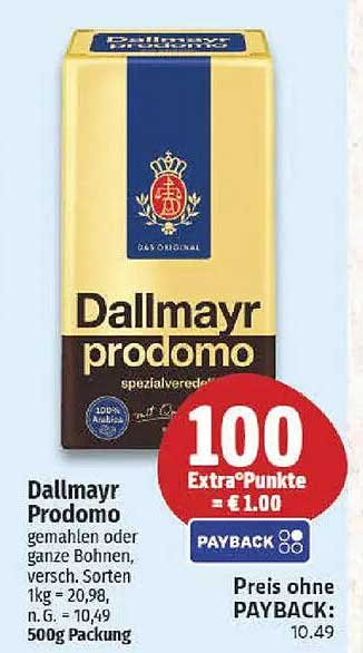 Dallmayr Prodomo - Gemahlene oder ganze Bohnen, verschiedene Sorten