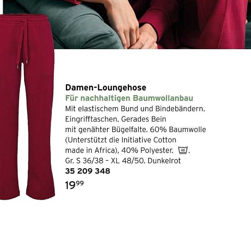 Damen-Loungehose für nachhaltigen Baumwollanbau
