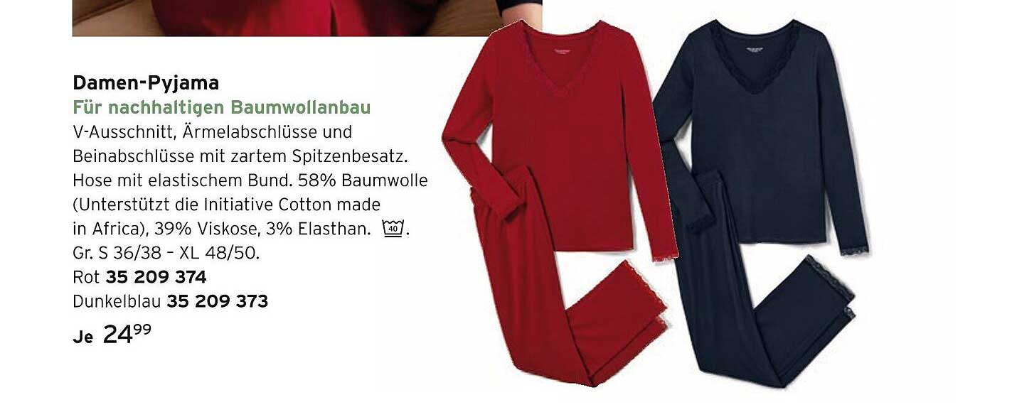 Damen-Pyjama für nachhaltigen Baumwollanbau