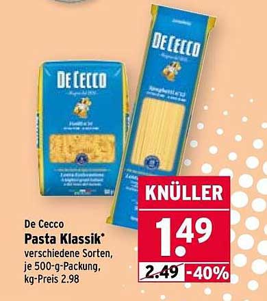 De Cecco Pasta Klassik verschiedene Sorten, je 500-g-Packung