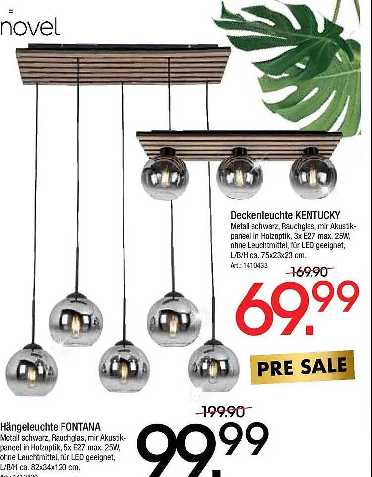Deckenleuchte KENTUCKY und Hängeluuchte FONTANA