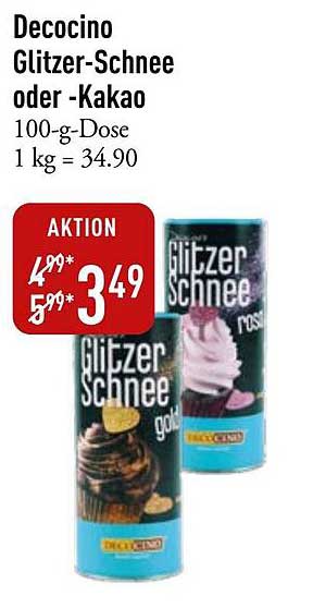 Decocino Glitzer-Schnee oder -Kakao - 100-g-Dose