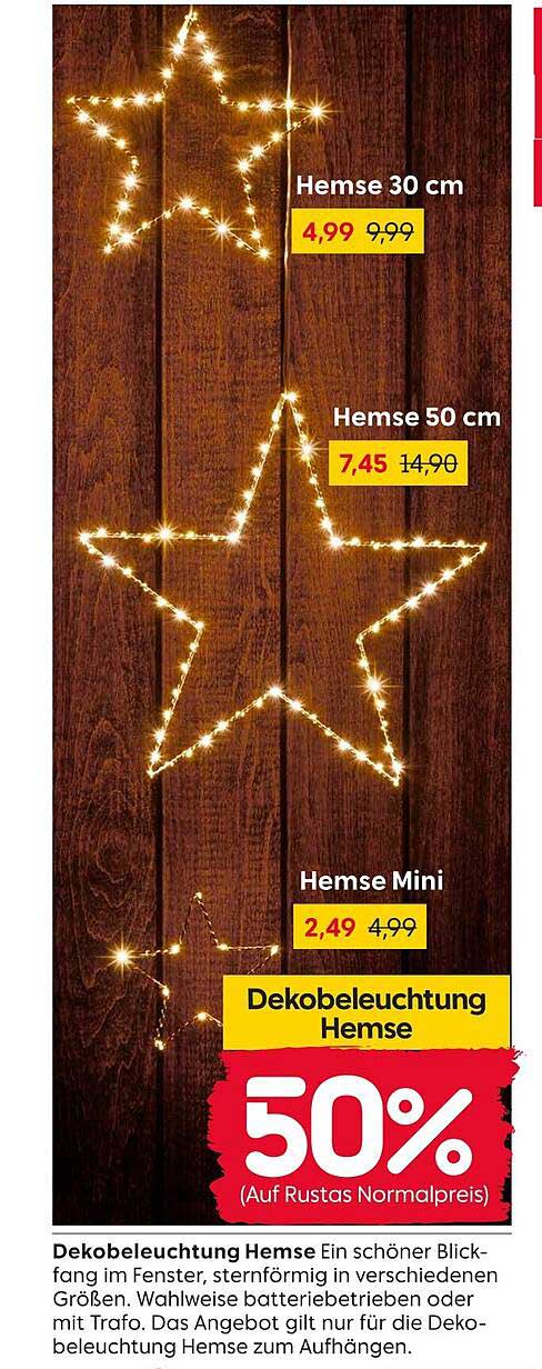 Dekorative Hemse Beleuchtung – 50% Rabatt auf den Normalpreis