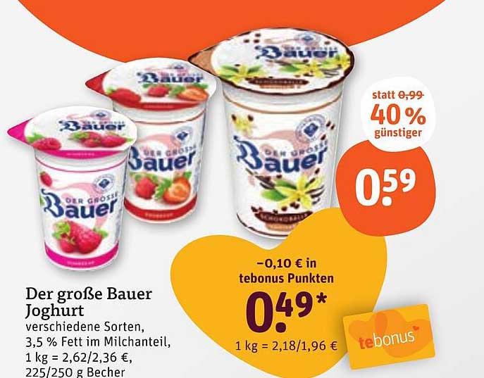 Der große Bauer Joghurt – verschiedene Sorten