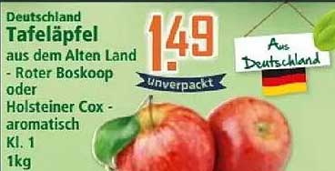 Deutschland Tafeläpfel aus dem Alten Land - Roter Boskoop oder Holsteiner Cox - aromatisch Kl. 1, 1kg