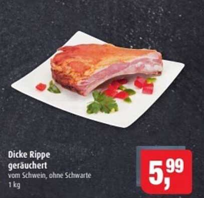 Dicke Rippe geräuchert vom Schwein, ohne Schwarte, 1 kg