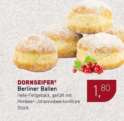 DORNSEIFER® Berliner Ballen - Hefe-Fettgebäck, gefüllt mit Himbeer-Johannisbeerkonfitüre