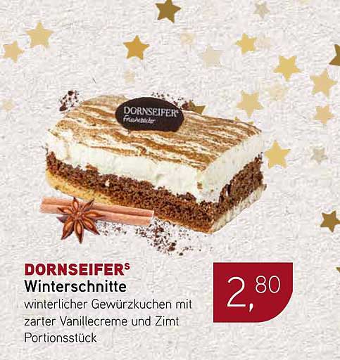 DORNSEIFER® Winterschitte - winterlicher Gewürzkuchen mit zarter Vanillecreme und Zimt Portionsstück