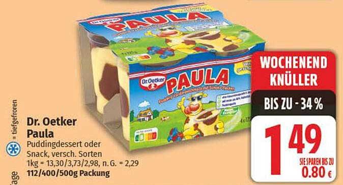 Dr. Oetker Paula Puddingdessert oder Snack, verschiedene Sorten