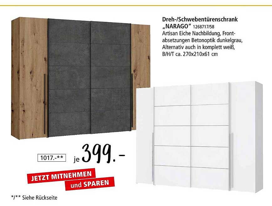 Dreh-/Schwebetüren-Schrank „NARAGO“