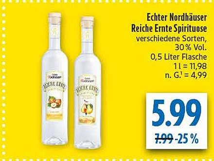 Echter Nordhäuser Reiche Ernte Spirituose - verschiedene Sorten