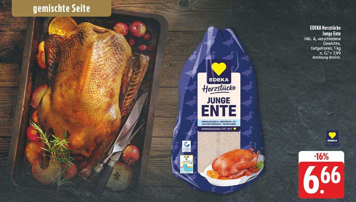 EDAKA Herzstücke Junge Ente 1 kg, tiefgefroren