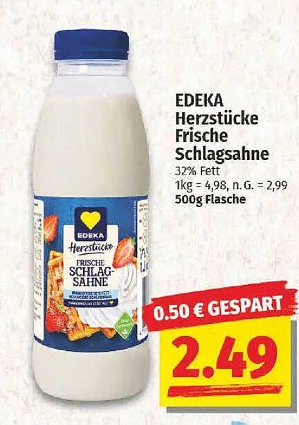 EDEKA Herzstücke Frische Schlagsahne 500g