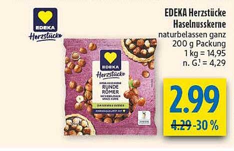 EDEKA Herzstücke Haselnüssekerne naturbelassen ganz 200 g