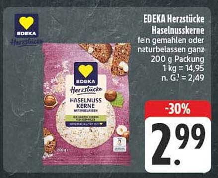 EDEKA Herzstücke Haselnusskerne fein gemahlen oder naturbelassen ganz 200 g