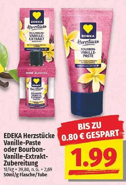 EDEKA Herzstücke Vanille-Paste oder Bourbon-Vanille-Extrakt-Zubereitung